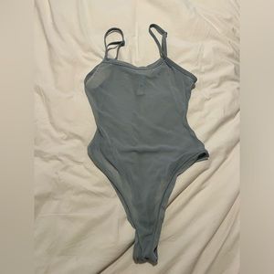 Skims Mesh Thong Bodysuit | Light Blue | Size L